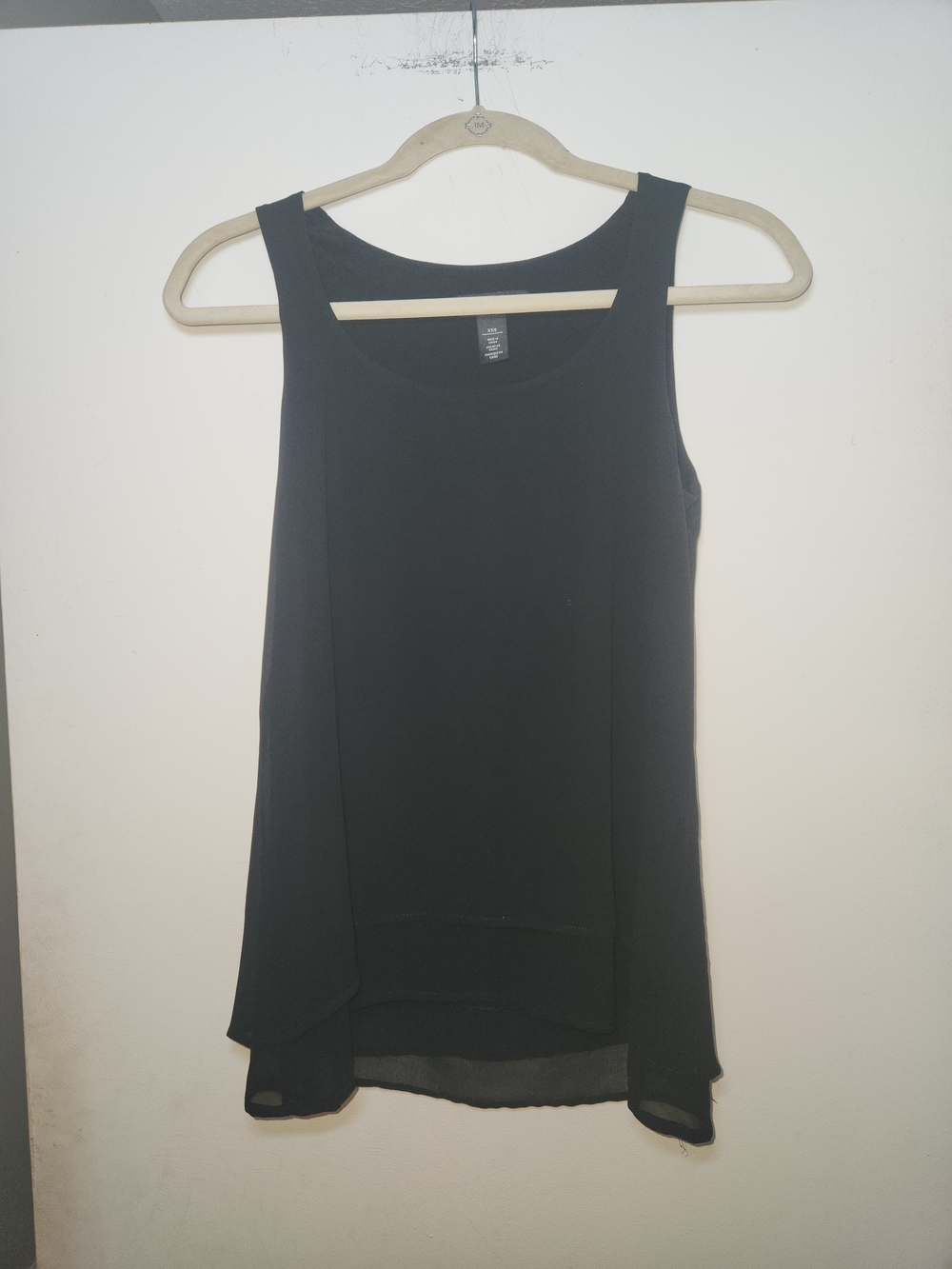 White House Black Market Black Layered Chiffon Tank XXS